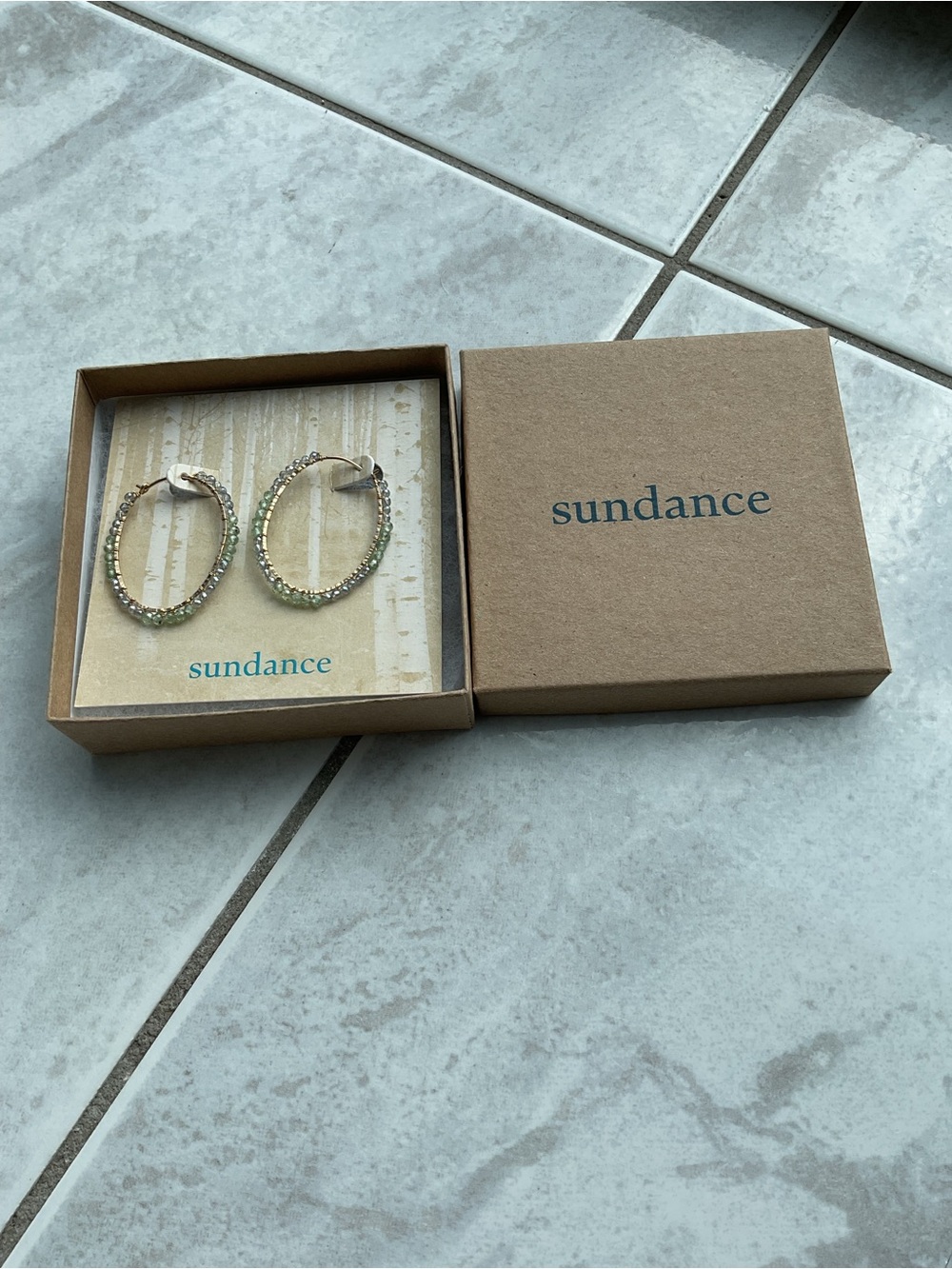 Sundance Green/ Light Blue Hoop Earrings